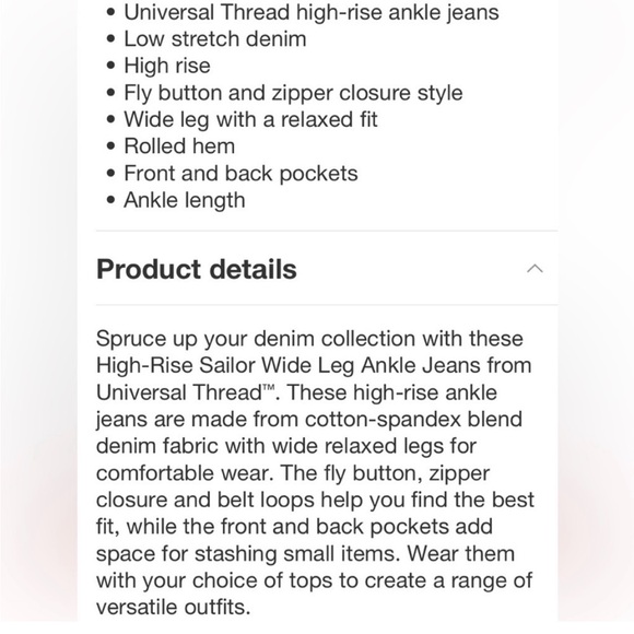 NWT Women's Coral Red Sailor Wide-Leg Jeans - Picture 4 of 7